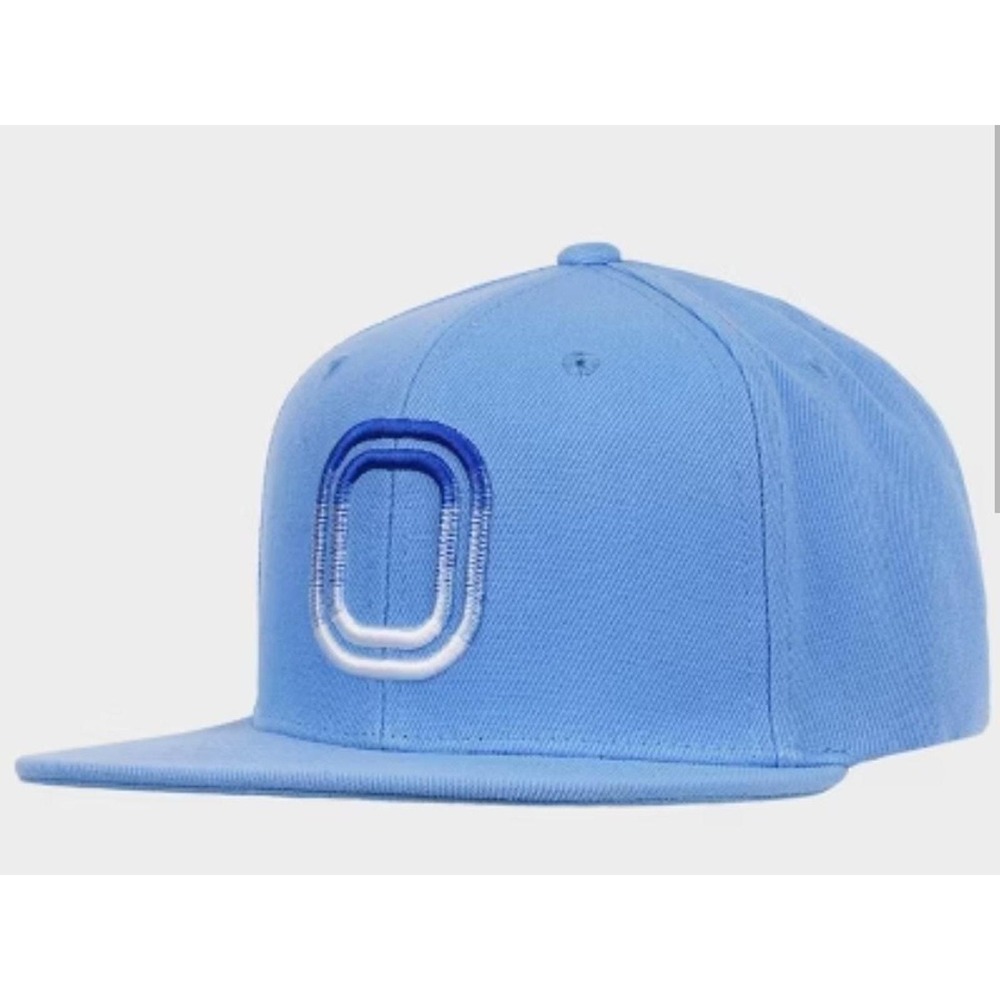 Overtime Adult Flat Brim Snapback 3D Ombre Embroidery Logo Baseball Hat - Blue